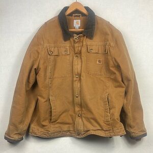 Carhartt Men’s XL Canvas Utility Barn Coat Corduroy Collar Heavyweight Canvas